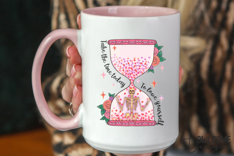 Love Yourself Skeleton Hourglass PNG Valentine