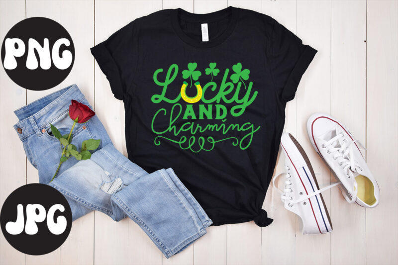 Lucky And Charming SVG design, Lucky And Charming Retro design,Lucky And Charming , St Patrick's Day Bundle,St Patrick's Day SVG Bundle,Feelin Lucky PNG, Lucky Png, Lucky Vibes, Retro Smiley Face,