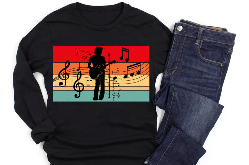 Music Retro Vintage Sunset T-Shirt Design