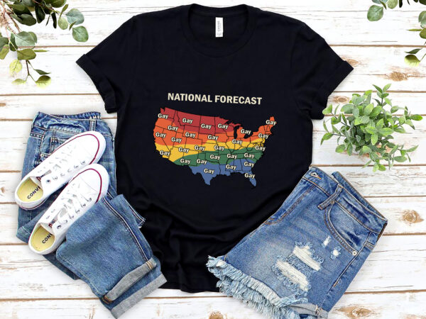 National forecast funny gay pride flag lgbtq american usa nl T shirt vector artwork