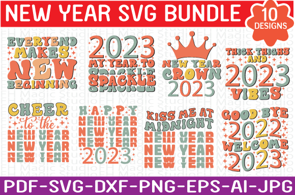 Retro new year svg bundle t shirt design online