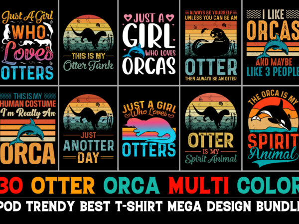 Otter orca t-shirt design bundle