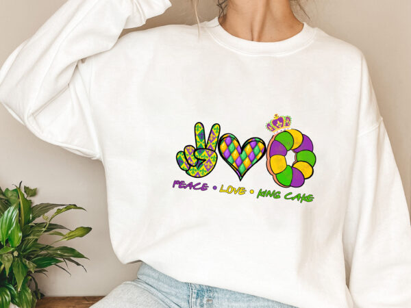 Peace love king cake mardi gras png, mardi gras png, peace love png, king cake png, mardi gras gift, holiday gift png file tl t shirt illustration