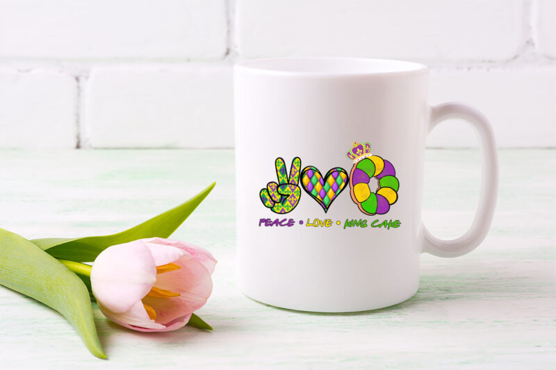 Peace Love King Cake Mardi Gras Png, Mardi Gras png, Peace Love png, King Cake png, Mardi Gras Gift, Holiday Gift PNG File TL