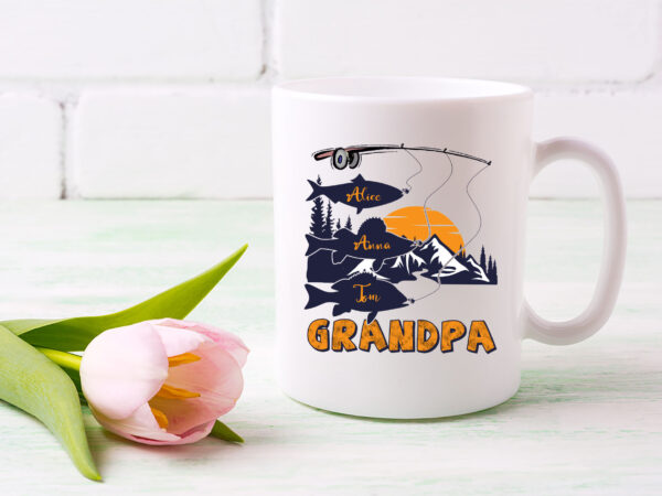 Personalized grandpa fishing ceramic coffee mug tl t shirt illustration