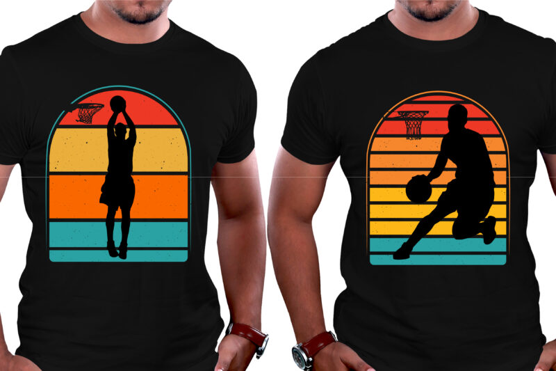 Retro Vintage Sunset Basketball T-Shirt Graphic
