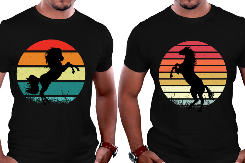 Retro Vintage Sunset Horse T-Shirt Graphic