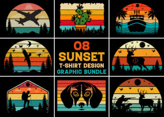 Retro Vintage Sunset T-Shirt Graphic Bundle