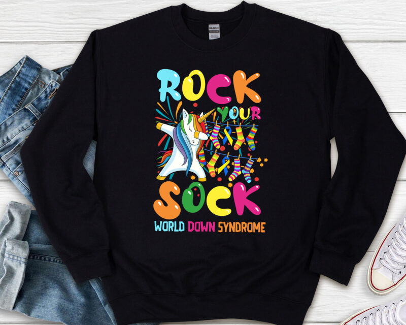 Rock Your Sock Down Syndrome Awareness Funny Unicorn Dabbing Png, Down Syndrome Awareness, Awareness Gift PNG File TL