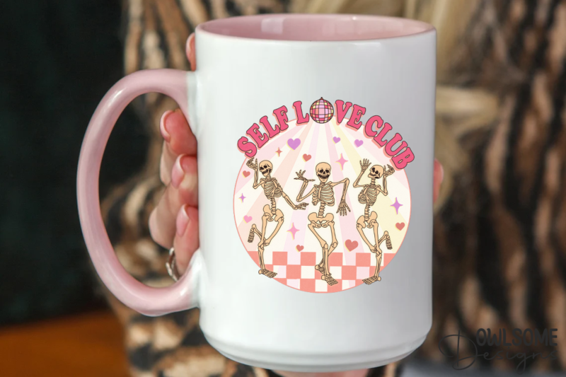 Self Love Club Funny Skeleton Valentine PNG