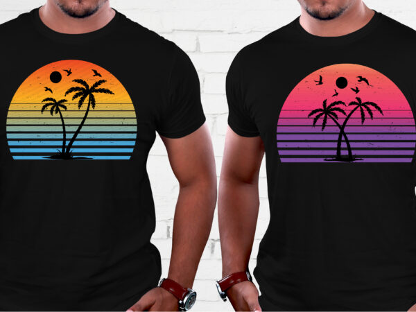Summer beach sunset colorful t-shirt