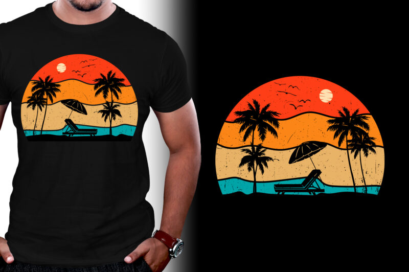 Sunset Retro Vintage T-Shirt Design Graphic Bundle