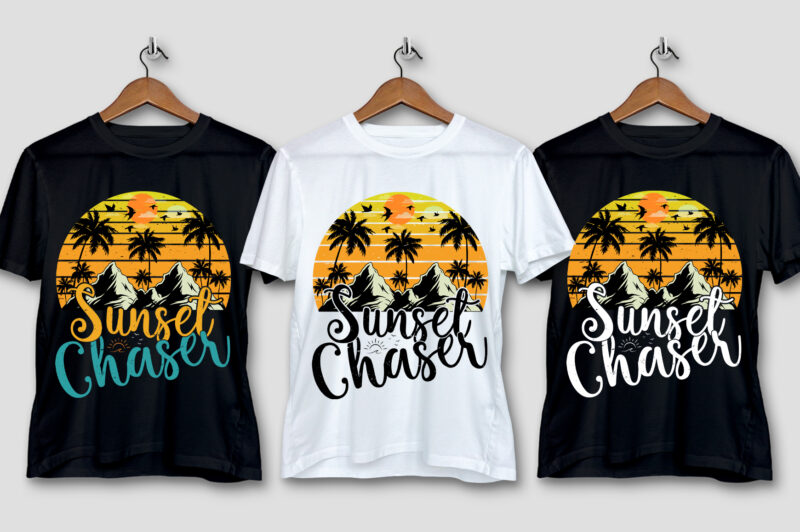 Retro Vintage Sunset T-Shirt Design Bundle