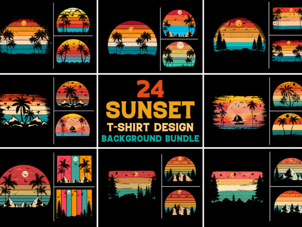 Sunset colorful background bundle for t-shirt design