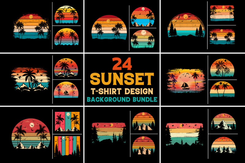 Sunset Colorful Background Bundle for T-Shirt Design