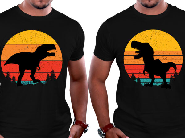 Sunset colorful dinosaur t-shirt graphic