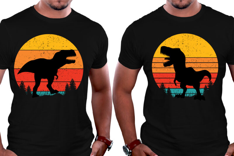 Sunset Colorful Dinosaur T-Shirt Graphic