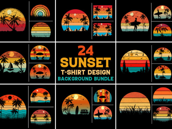 Sunset colorful t-shirt background bundle