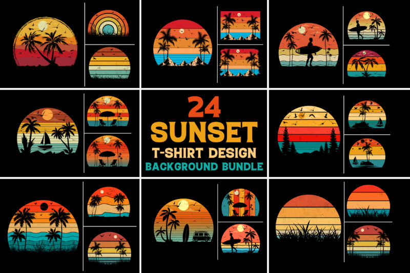 Sunset Colorful T-Shirt Background Bundle