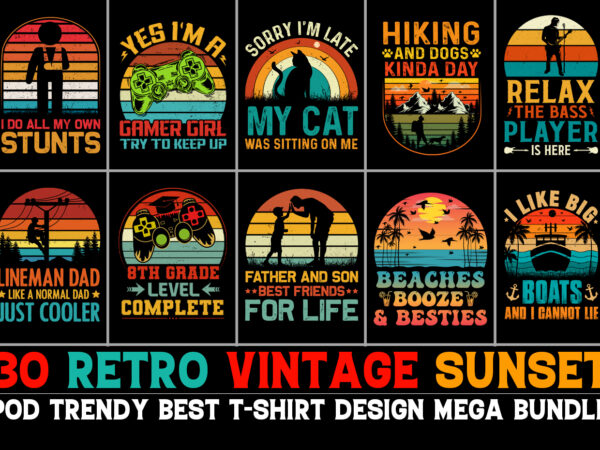 Sunset colorful t-shirt design bundle