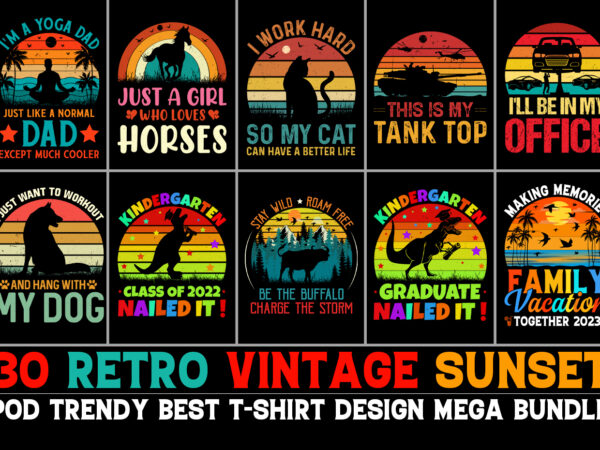 Sunset colorful t-shirt design bundle