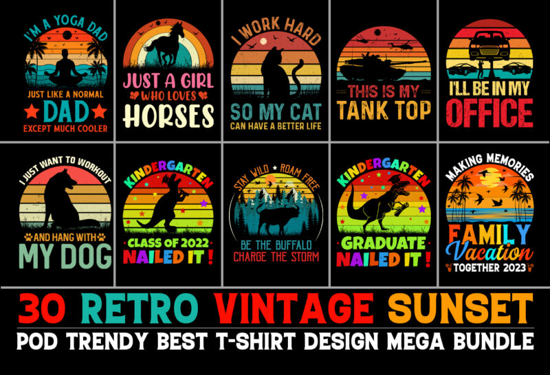 Sunset Colorful T-Shirt Design Bundle