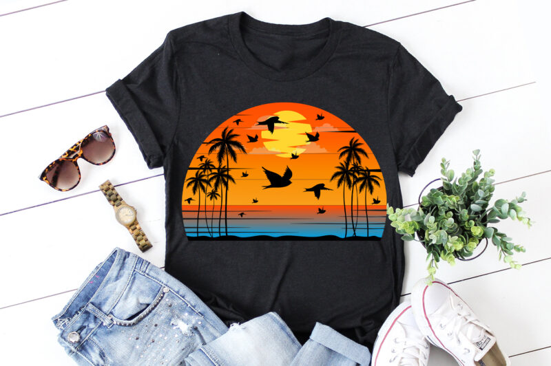 Sunset Retro Vintage T-Shirt Graphic Bundle