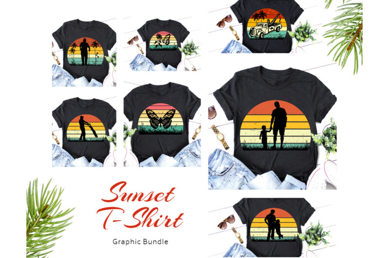 Sunset Colorful T-Shirt Graphic Bundle