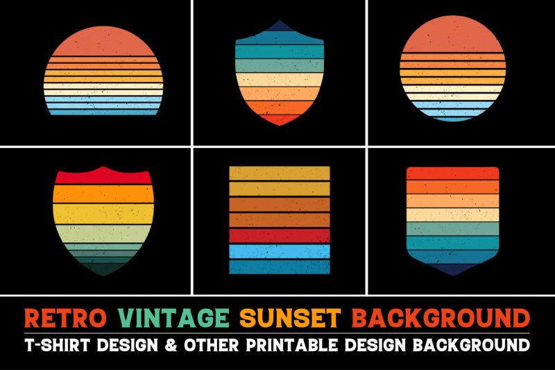 Sunset Retro Vintage Grunge Background Bundle for T-Shirt Design