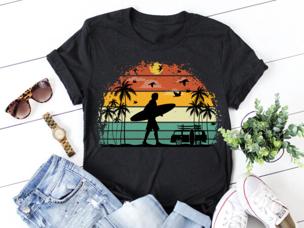 Surfing retro vintage sunset graphic