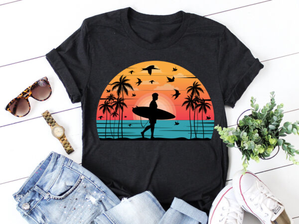 Surfing retro vintage sunset graphic