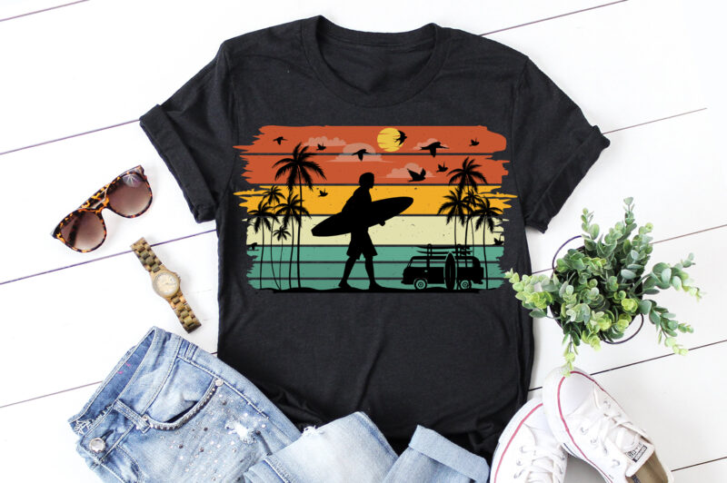 Sunset Retro Vintage T-Shirt Graphic Bundle