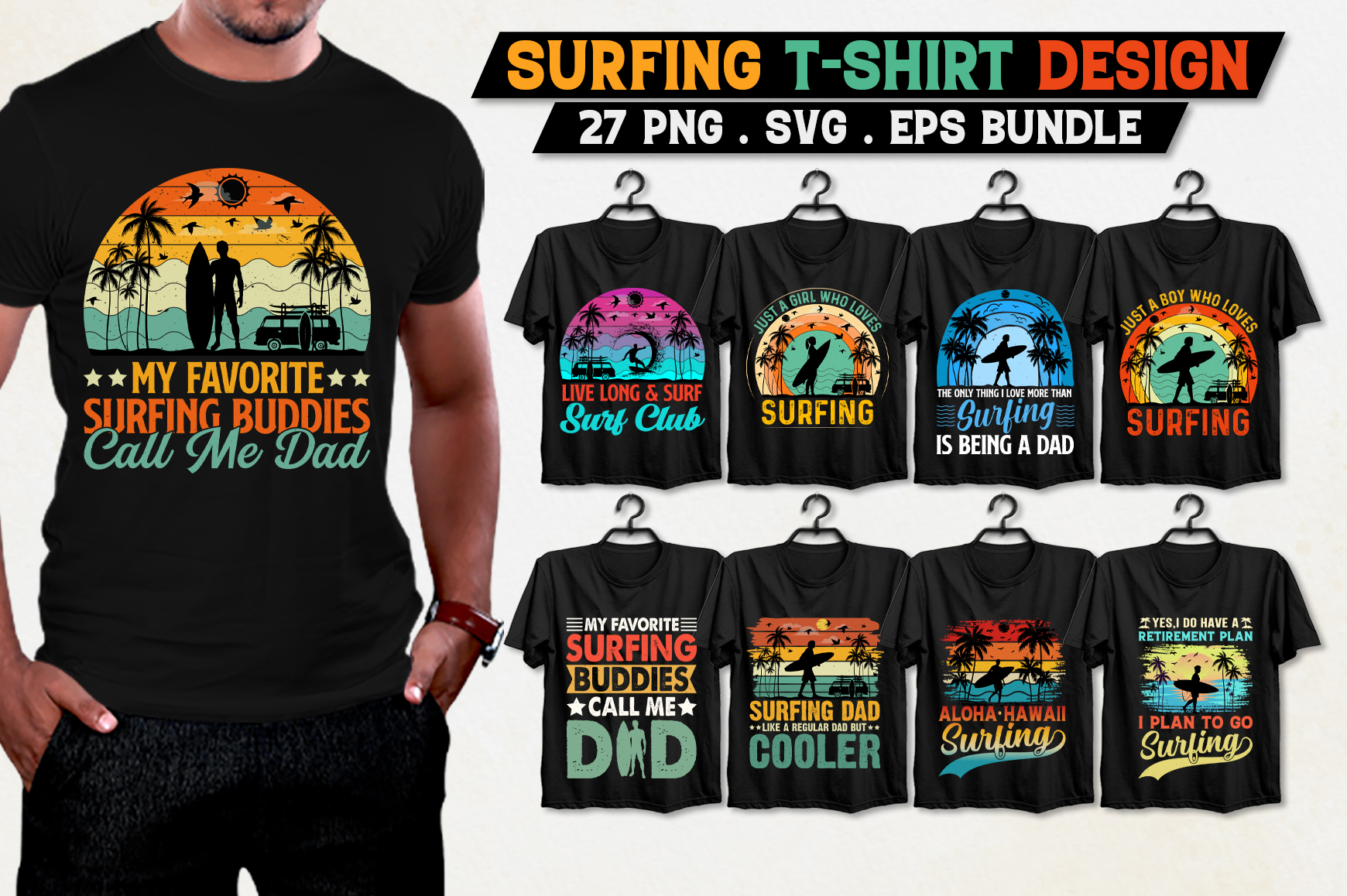 Summer surfing t-shirt sublimation printable design png