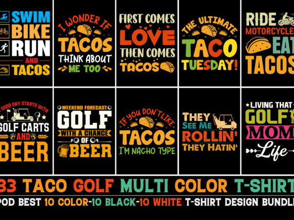 Taco golf t-shirt design bundle