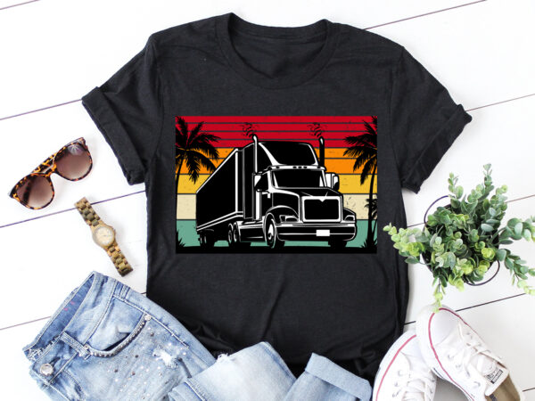 Trucker retro vintage sunset t-shirt graphic