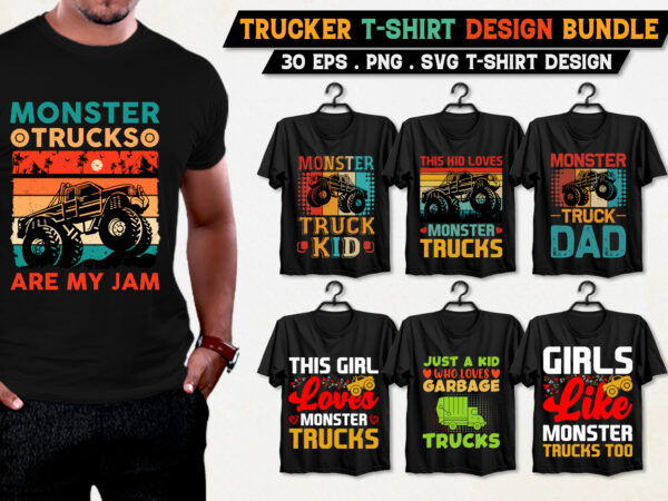 Trucker t-shirt design bundle