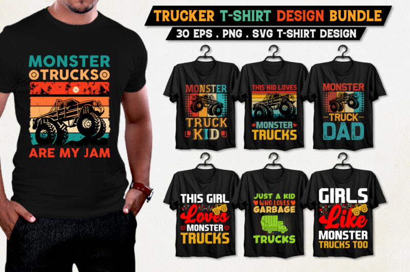 Trucker T-Shirt Design Bundle