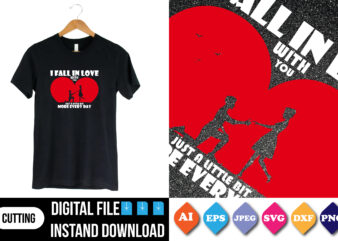 I fall in love valentine day t-shirt print template