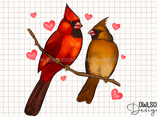 Valentine's Day Cat Cardinal Love - Buy t-shirt designs