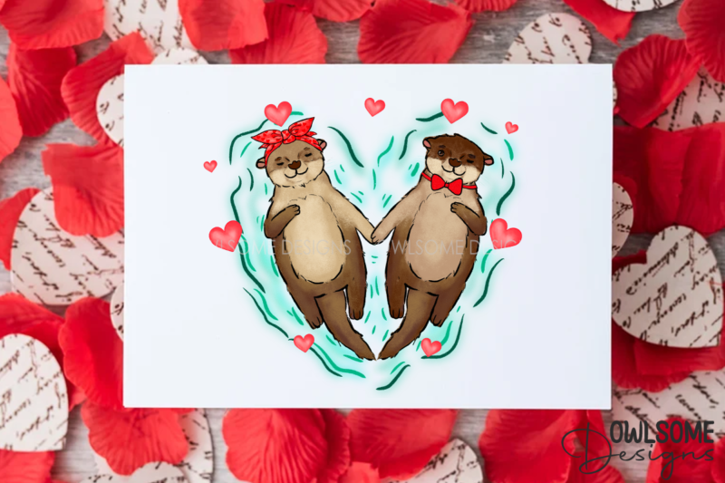 Valentine’s Day Otter Couple Love