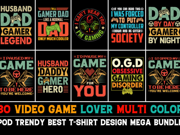 Video game lover t-shirt design bundle