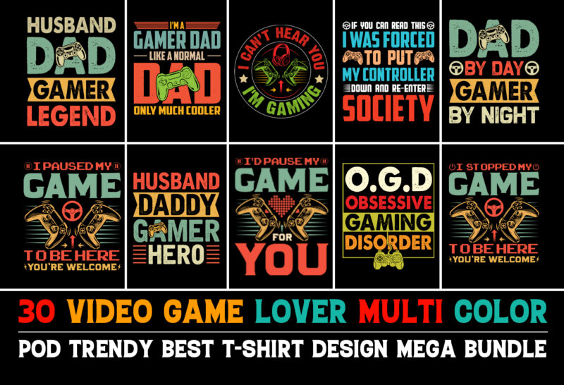 Video Game Lover T-Shirt Design Bundle