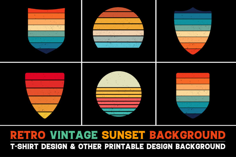 Sunset Retro Vintage Grunge Background Bundle for T-Shirt Design