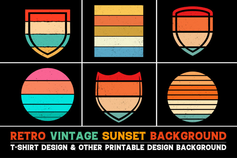 Sunset Vintage Retro Grunge Background Bundle for T-Shirt Design