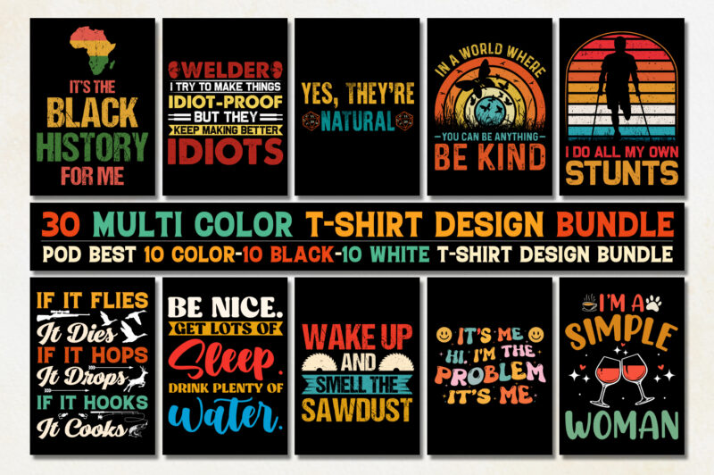 Vintage Sunset T-Shirt Design Bundle