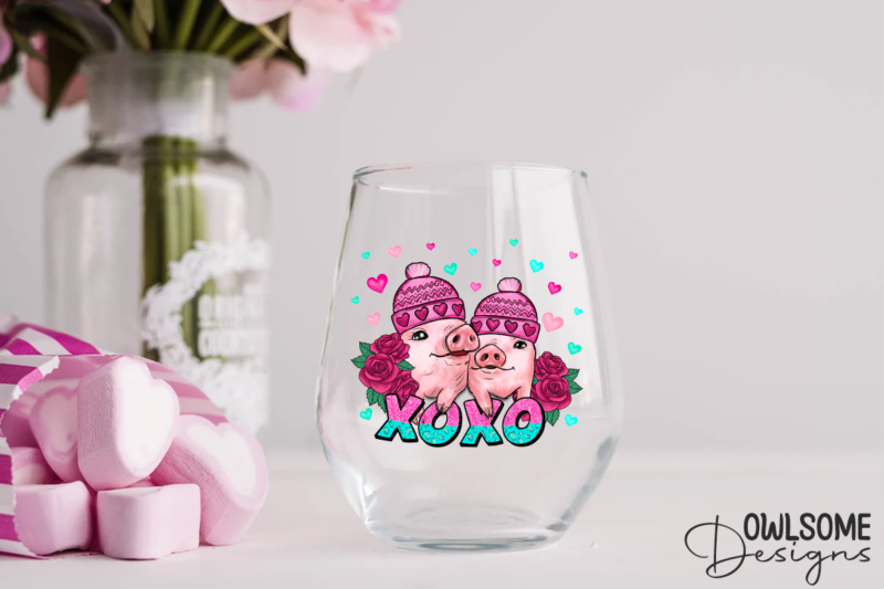 XOXO Pig Valentine PNG Sublimation