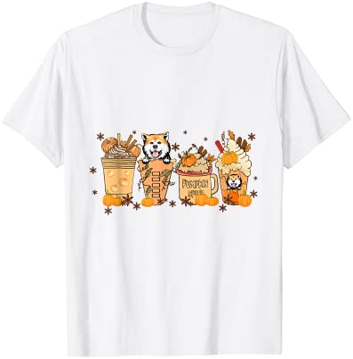 Akita dog pumpkin latte spice season fall thanksgiving t shirt men