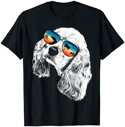 american cocker spaniel with glasses sunglasses retro style t shirt men ...