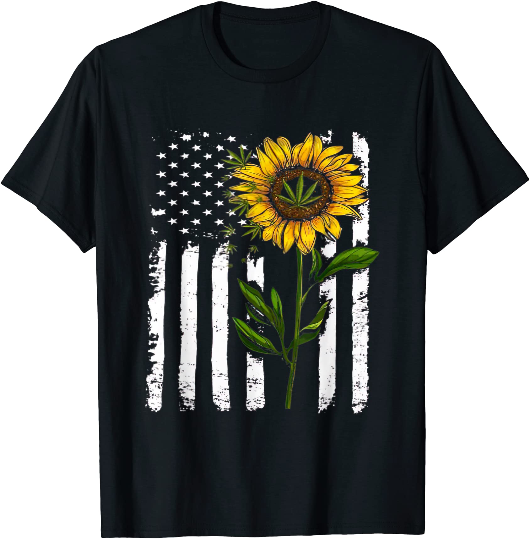 american flag weed canabis sunflower lover usa t shirt men - Buy t ...
