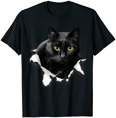 black cat torn cloth gifts for cat lover cat dad cat mom t shirt men ...